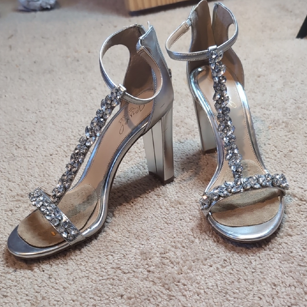 Jewel Badgley Mischka Silver High Heels